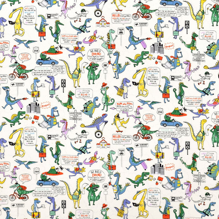 Yu-Packet Dinosaur Town is busy Ox fabric 