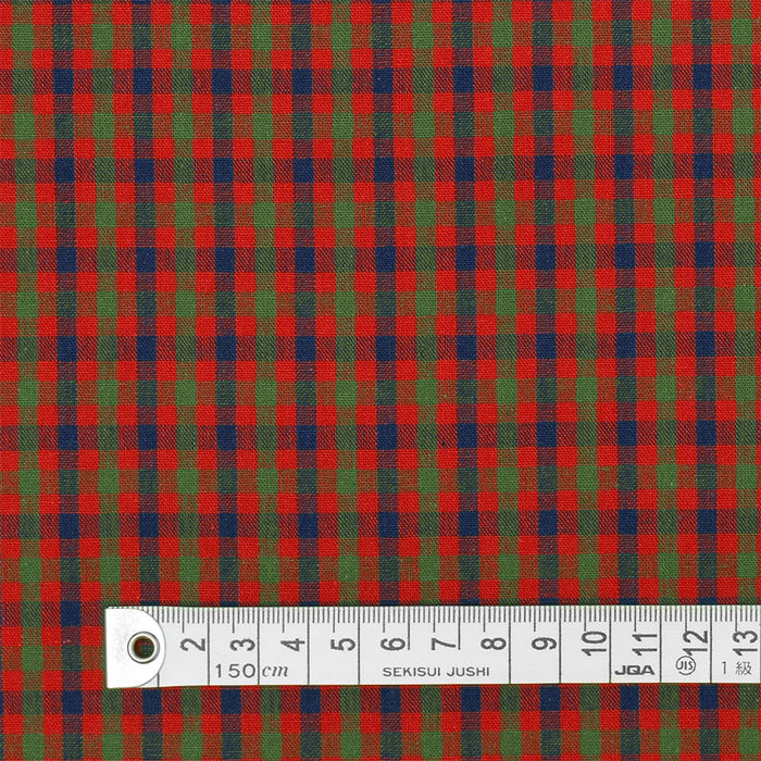 Yu-Packet Gingham Carmine Red Broad Fabric 