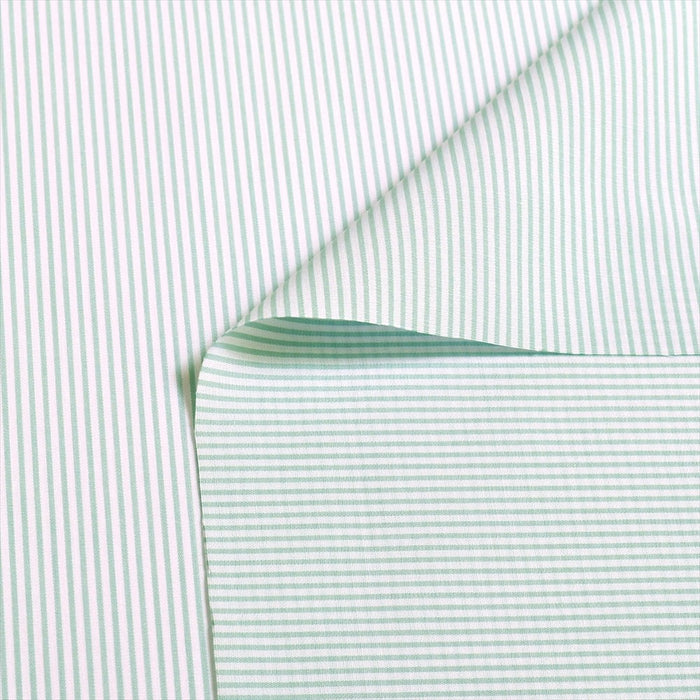 Yu-Packet [Order from manufacturer] Extra-long cotton yarn-dyed broadcloth fabric, white x yellow-green stripe thin, 50 yarn-dyed broadcloth fabric 