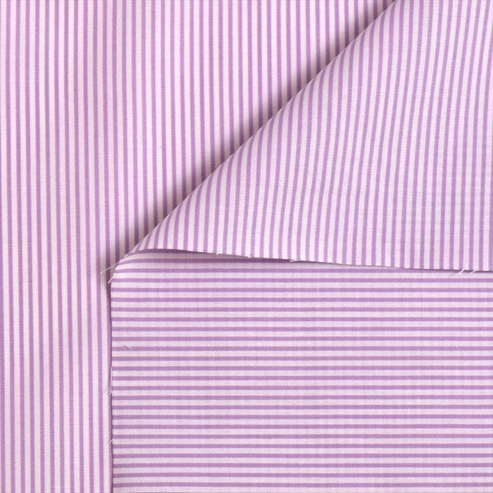Yu-Packet [Order from manufacturer] Super long cotton yarn-dyed broadcloth, white x purple stripe thin 50 yarn-dyed broadcloth fabric 