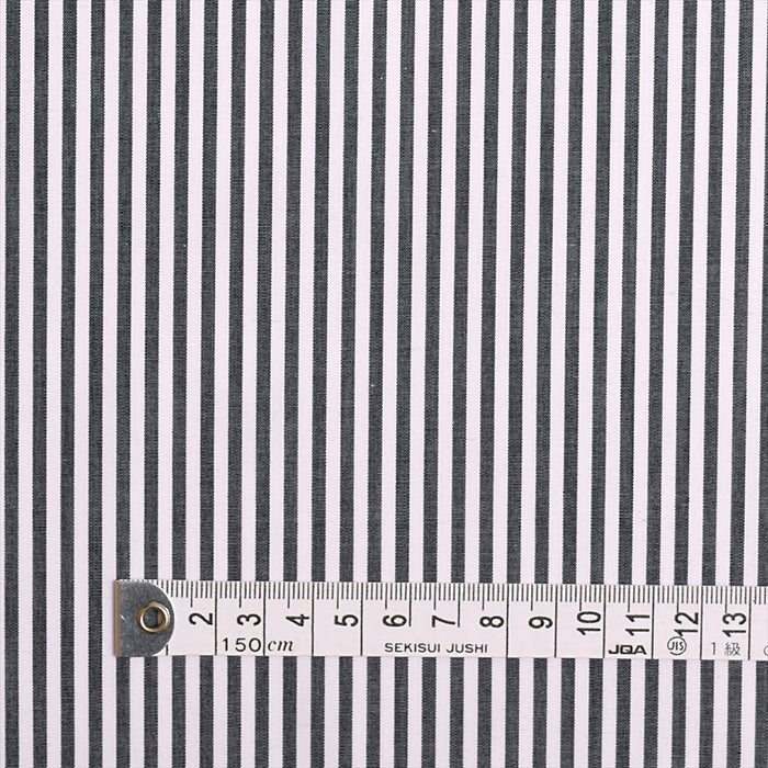 Yu-Packet [Order from manufacturer] Super long cotton yarn-dyed broadcloth, white x black stripe thick, 50 yarn-dyed broadcloth fabric 