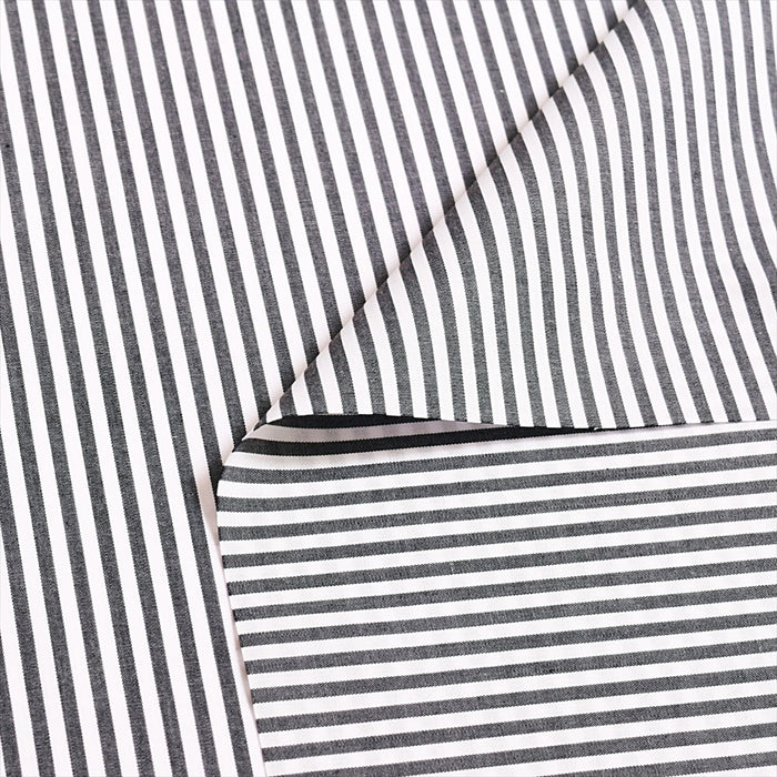 Yu-Packet [Order from manufacturer] Super long cotton yarn-dyed broadcloth, white x black stripe thick, 50 yarn-dyed broadcloth fabric 