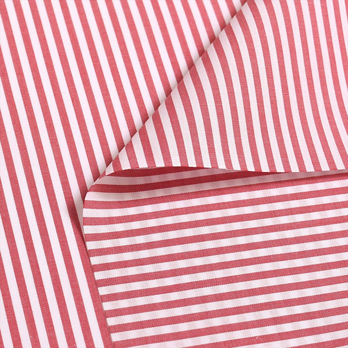 Yu-Packet [Order from manufacturer] Super long cotton yarn-dyed broadcloth, white x red stripe thick, 50 yarn-dyed broadcloth fabric 