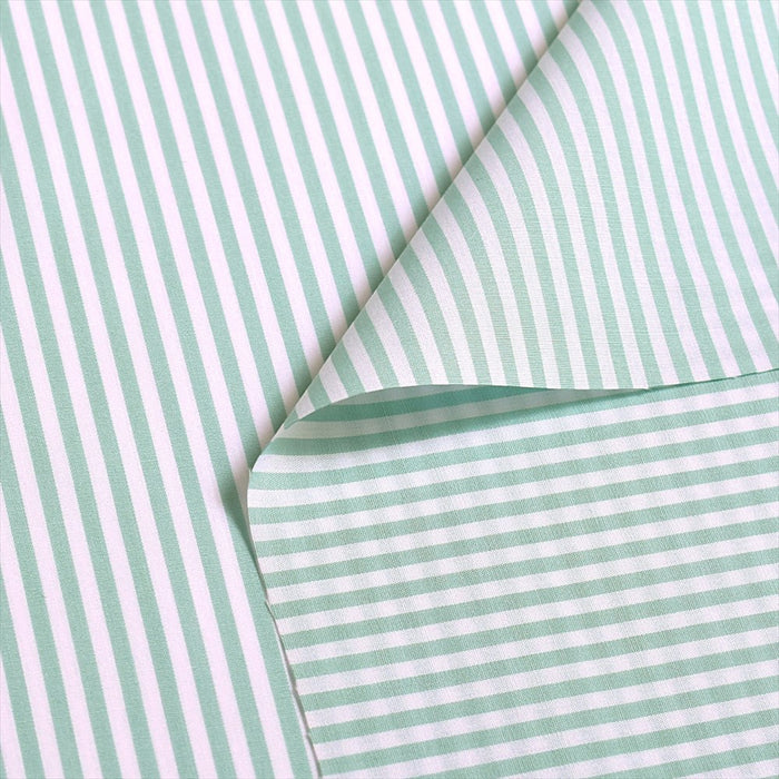 Yu-Packet [Order from manufacturer] Extra-long cotton yarn-dyed broadcloth fabric, white x yellow-green stripe thick, 50 yarn-dyed broadcloth fabric 