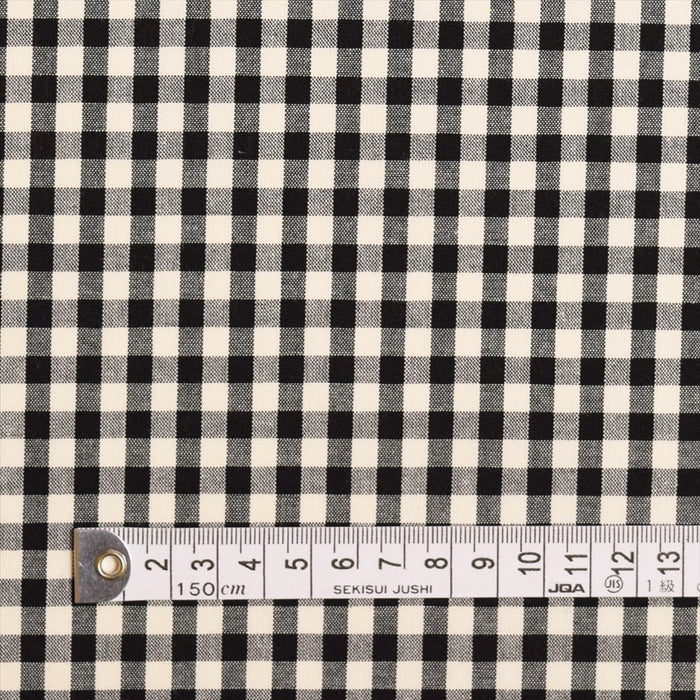 Yu-Packet [Order from manufacturer] Gingham Black (Cotton Poly) Mixed Weave Fabric 