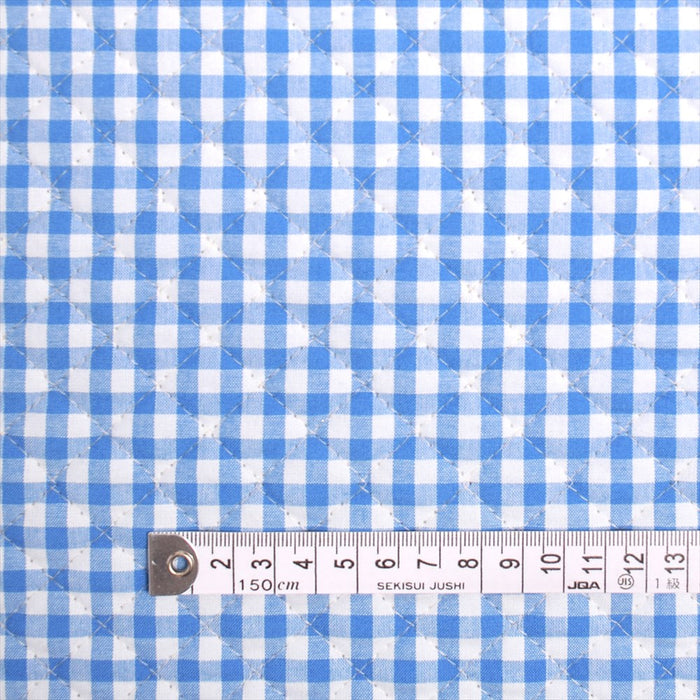 Large check blue (polycotton) quilting fabric 