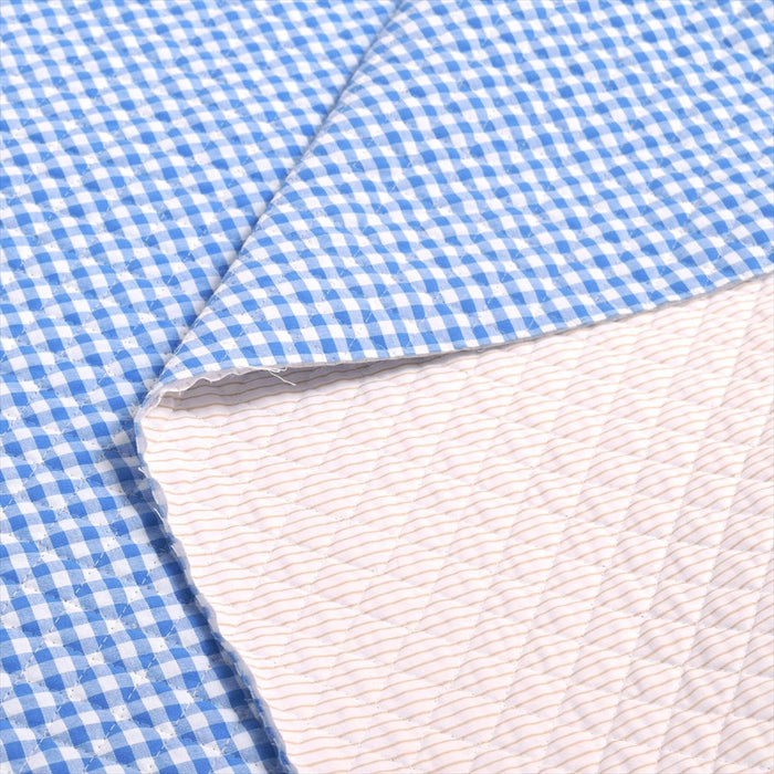 Large check blue (polycotton) quilting fabric 