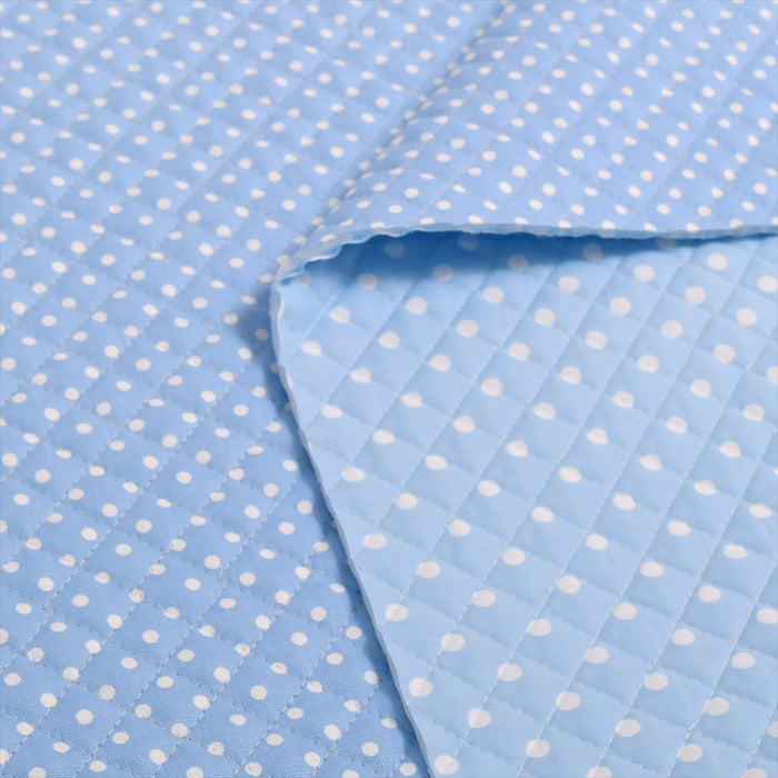 Polka dots (white dots on light blue ground) quilting fabric 