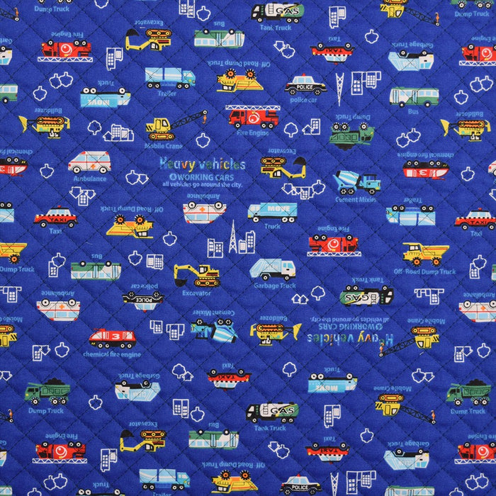 Fully throttled car (royal blue) quilting fabric 