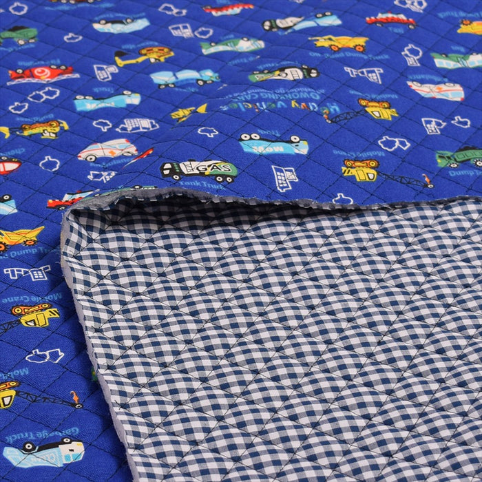 Fully throttled car (royal blue) quilting fabric 