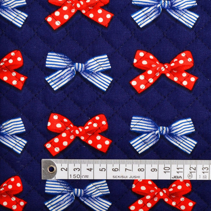Polka Dot and Stripe French Ribbon (Navy) Quilting Fabric 