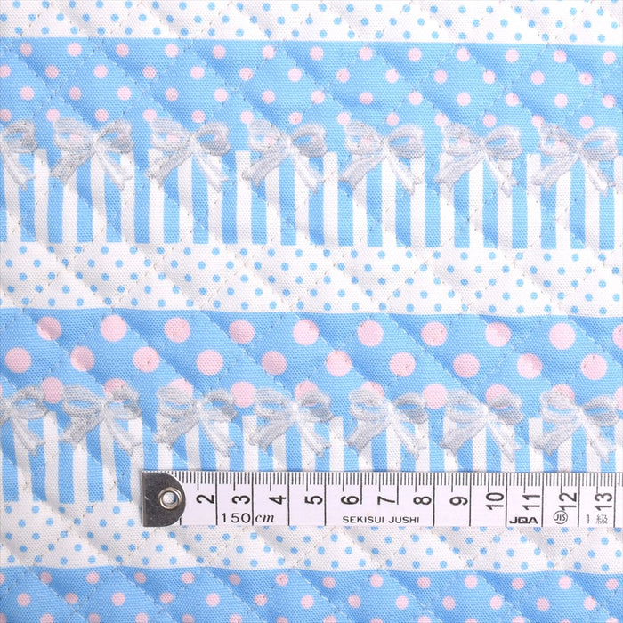 Attracted by polka dots and lace ribbons (light blue) quilting fabric 