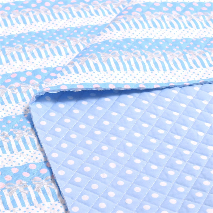 Attracted by polka dots and lace ribbons (light blue) quilting fabric 