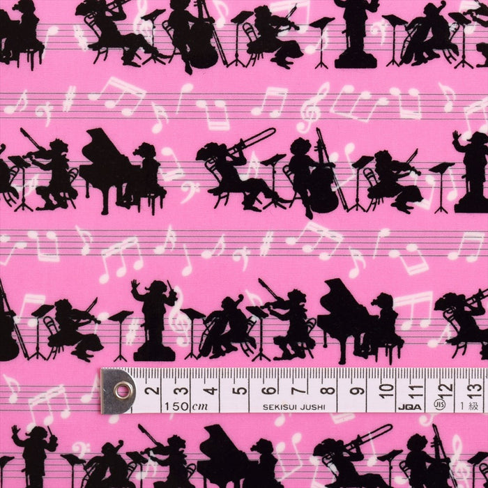 Overflowing melody and full orchestra (pink) laminated (thickness 0.2mm) fabric 