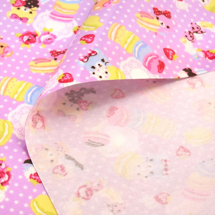 Polka dot pattern and sweet bear (lilac) laminated 0.2mm fabric 