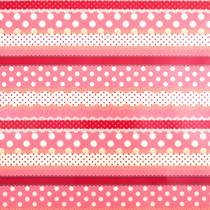 Polka dot harmony of ribbon and lace (pink) laminated (thickness 0.2mm) fabric 