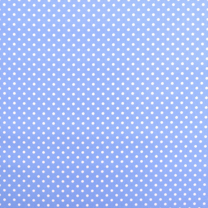 Polka dots (white dots on light blue background) laminated 0.2mm fabric 
