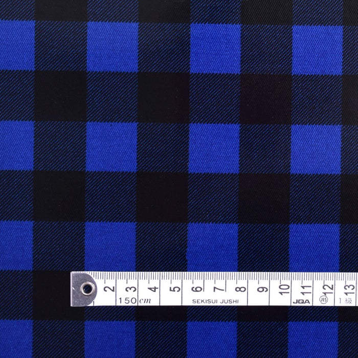 Buffalo check blue laminate (thickness 0.2mm) fabric 