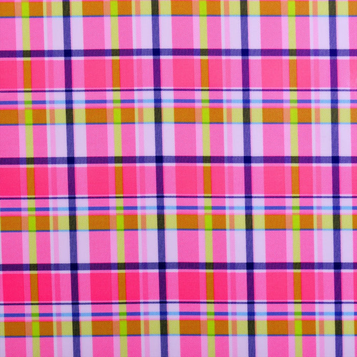 Madras check pink laminate (thickness 0.2mm) fabric 