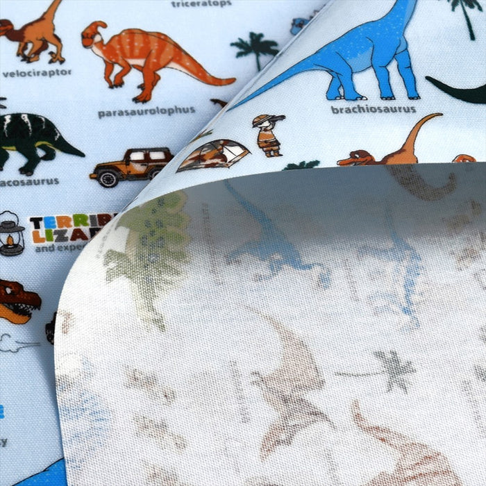 Discovery! Exploration! Dinosaur Continent (Light Blue) Laminated (Thickness 0.2mm) Fabric 