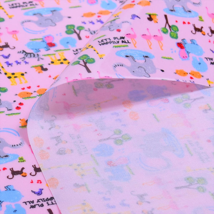 ポカポカ陽気のサファリパーク(ピンク) ラミネート0.2mm生地