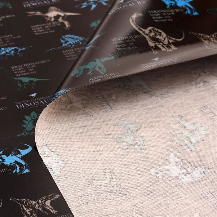 Welcome to Dinosaur Encyclopedia (Black) Laminated 0.2mm Fabric 