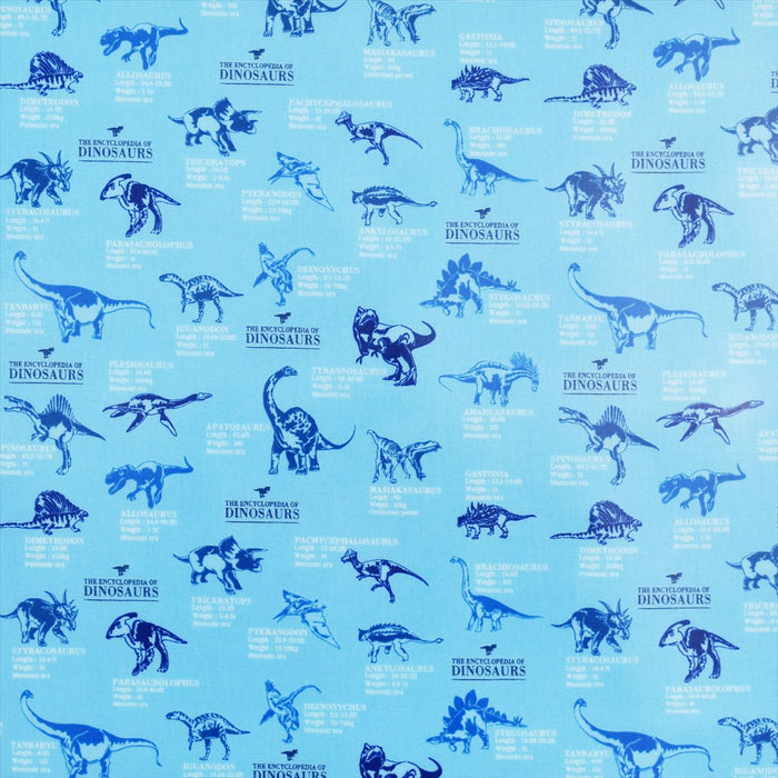 Welcome to the Encyclopedia of Dinosaurs (Sky Blue) Laminated 0.2mm fabric 