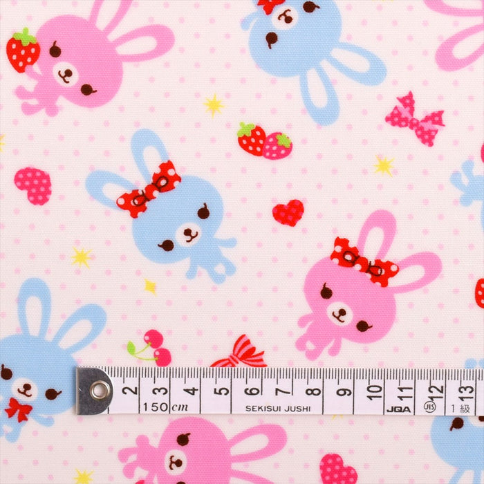 Happy bunny Good friend bunny (polka dot white) laminated 0.2mm fabric 