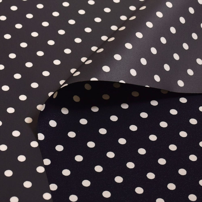 Polka dot / navy blue laminate (thickness 0.08mm) fabric 