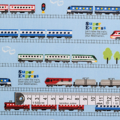 BULLET TRAIN DREAM EXPRESS (Scared/Light Blue) Laminate (Thickness 0.08mm) Fabric 