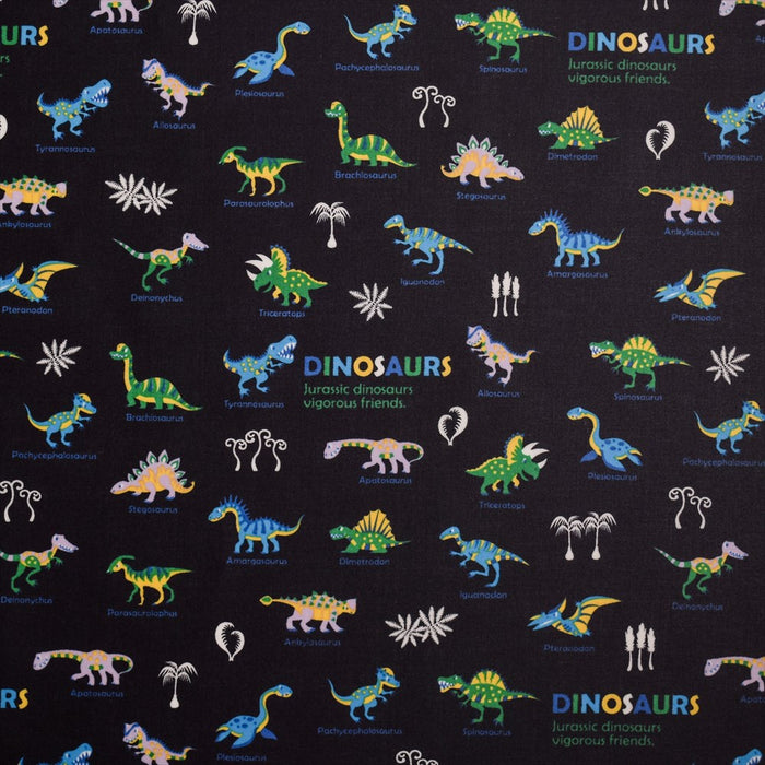 Dinosaur Kings Gather (Scared/Navy) Laminated (Thickness 0.08mm) Fabric 
