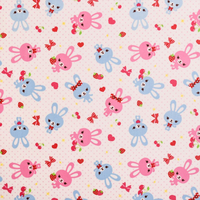 Happy Bunny Friend Bunny (Scared, Polka Dot White) Laminated (thickness 0.08mm) Fabric 