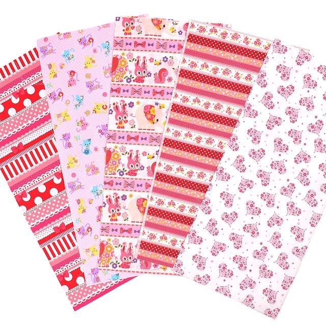 Yu-Packet Compatible Large Size Cut Cloth/Hagire Set 5 Pieces (55cm x 53cm) Happy/Flower Selection with Gift 